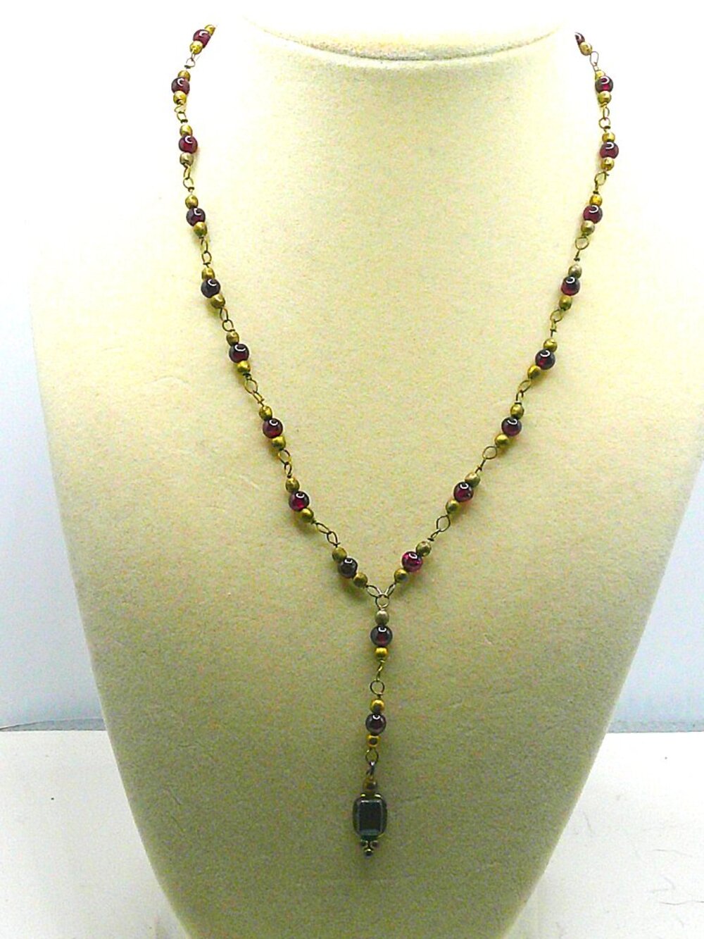 Garnet Y Necklace